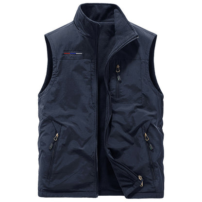 Men's fleece vest autumn/winter, sleeveless.
