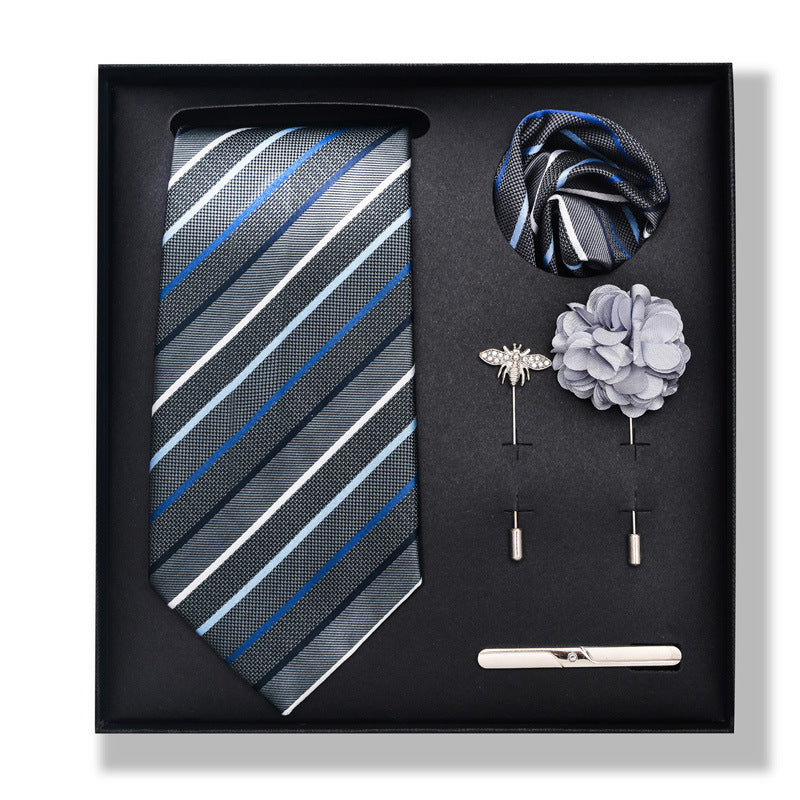 Cashew Nut Stripe Tie & Accessories Set