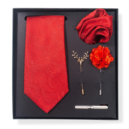 Cashew Nut Stripe Tie & Accessories Set