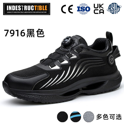 Steel-toe work boots, Kevlar sole, button close