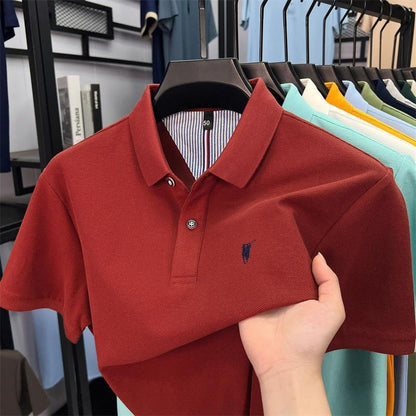 Premium Cotton Polo Shirt  Breathable Business Casual Short Sleeve Tee
