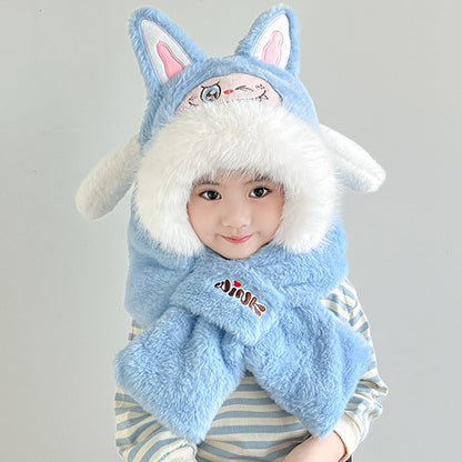 Children's warm plush hat scarf
