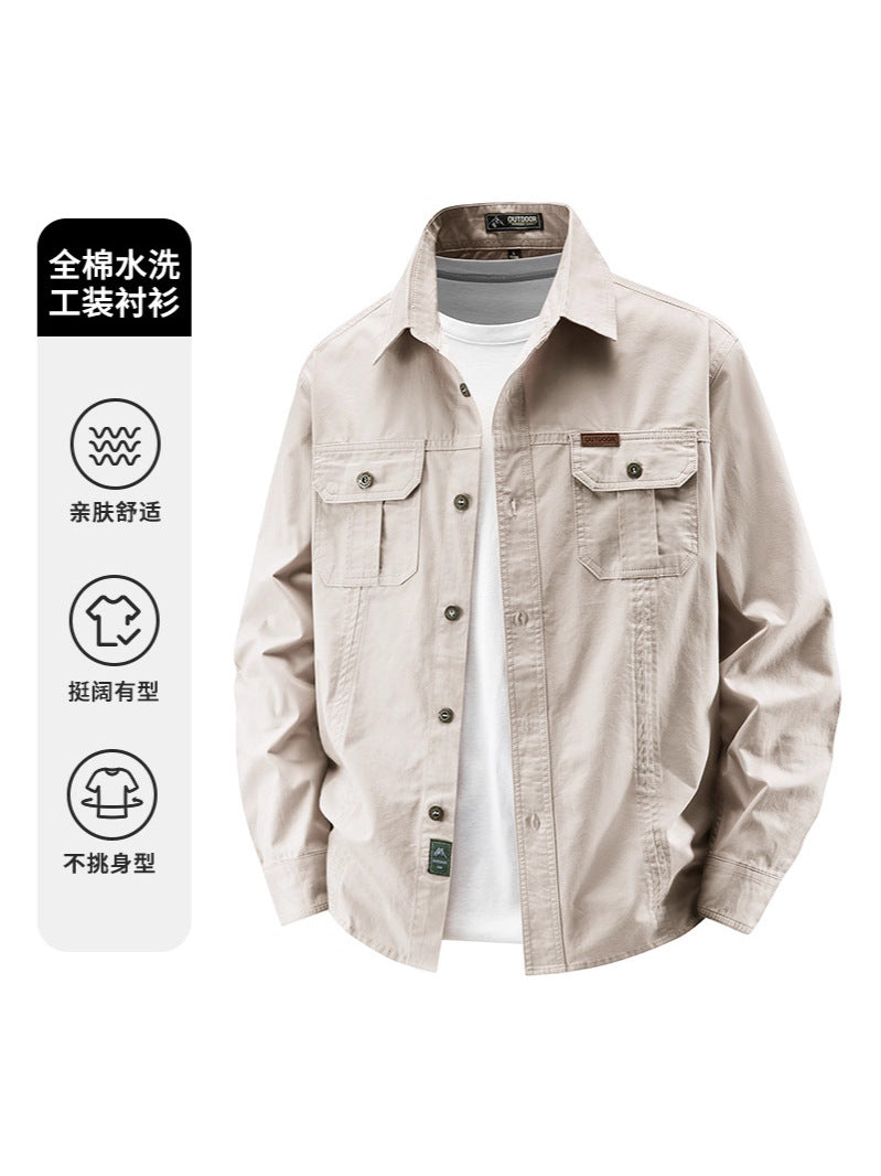 Spring and Autumn Business Casual Men's Cotton Long Sleeve Shirt