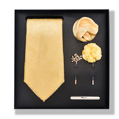 Cashew Nut Stripe Tie & Accessories Set