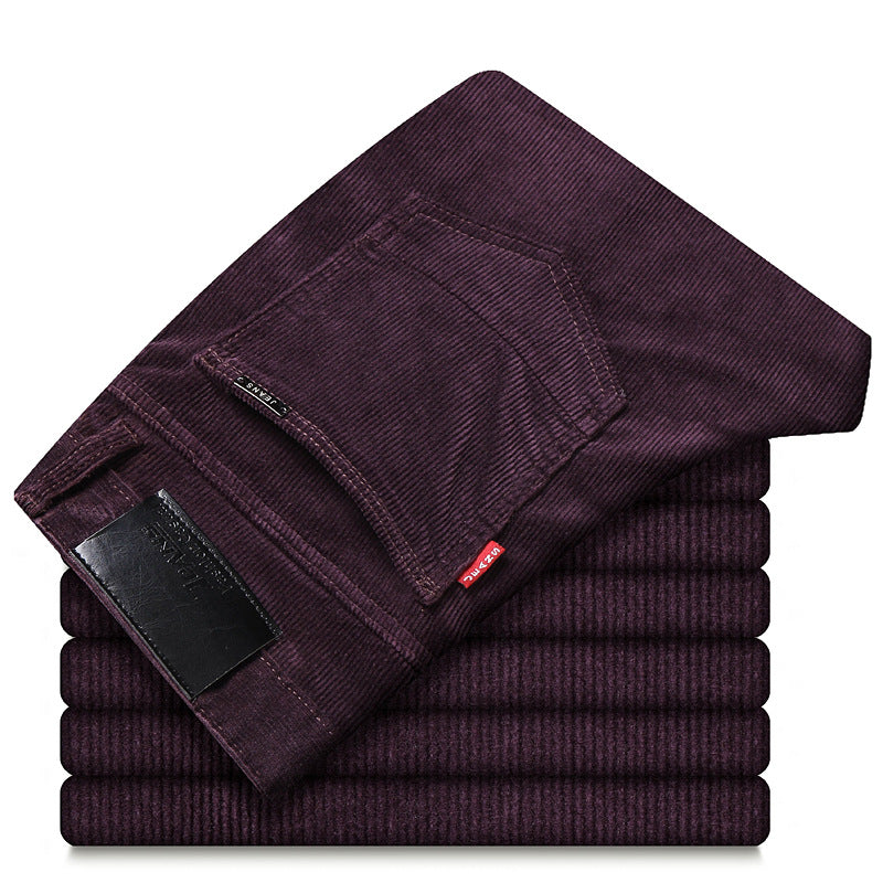 Straight-Leg Plush Corduroy Slacks