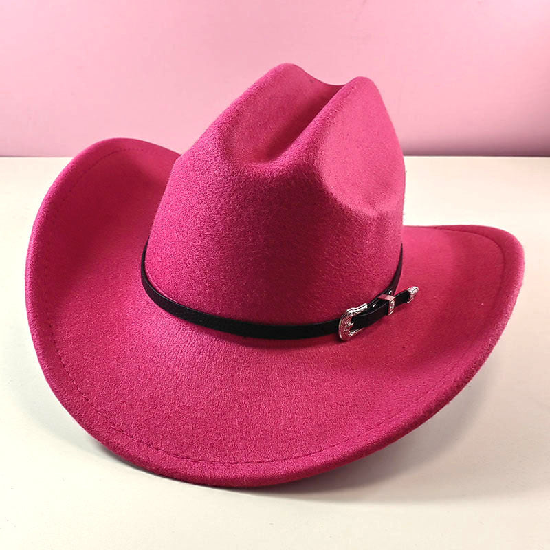 Western cowboy hat curved brim hat pebbled belt