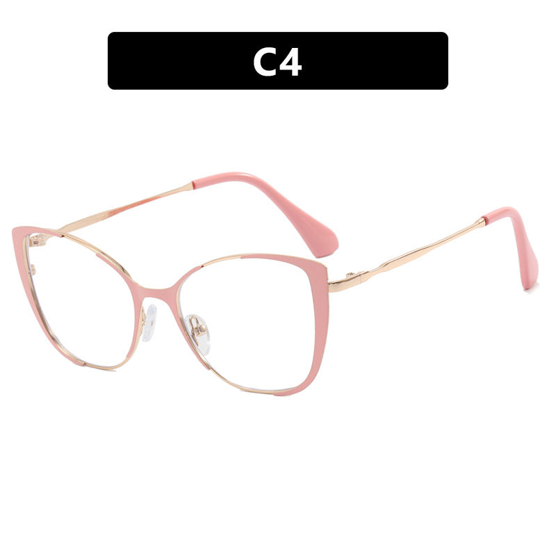 Trendy cat-eye glasses: European/American style, blue light blocking
