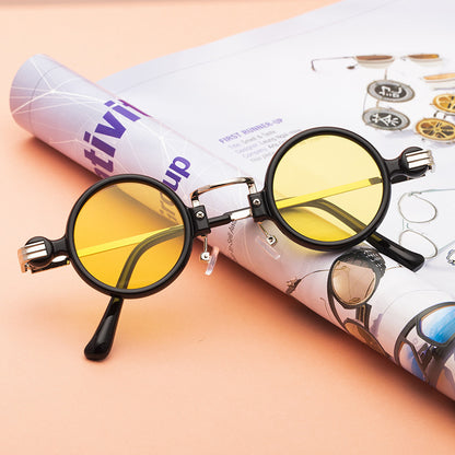 Retro steampunk style small frame sunglasses