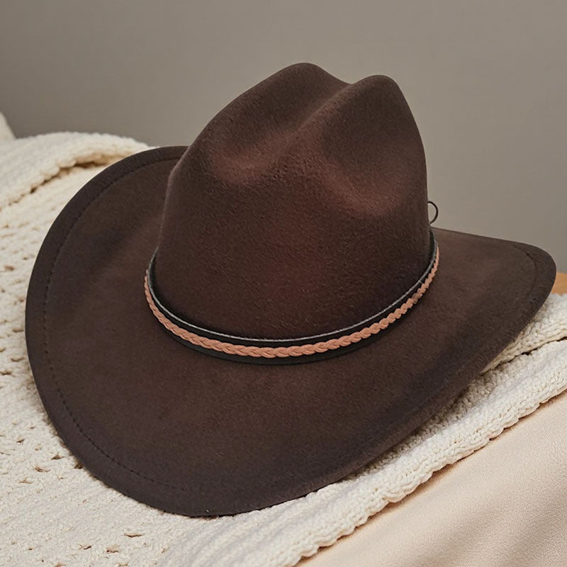 Western cowboy hat curved brim hat pebbled belt