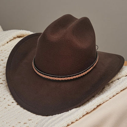Western cowboy hat curved brim hat pebbled belt