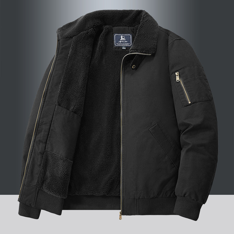 Mens Autumn/Winter Fleece-Lined Cargo Jacket