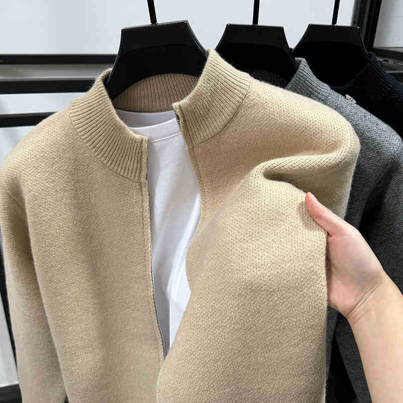 Urban Core Stand Collar Zip Knit Cardigan