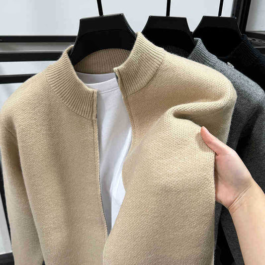 Urban Core Stand Collar Zip Knit Cardigan