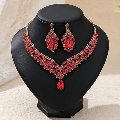 Rhinestone  jewelry set: earrings and necklace.