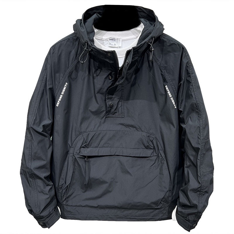 Men's hooded work jacket Zip pocket