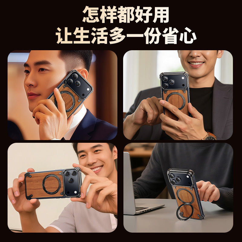Solid Wood & Metal Magnetic Case for iPhone 17 / 16 Pro Max