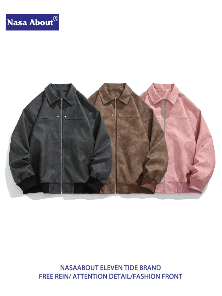 Astro Heritage NASA Vintage Brown Suede Lapel Leather Jacket