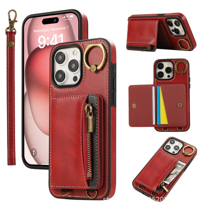 Zip Plug Leather Series  Plug-In Zipper Card Case for iPhone