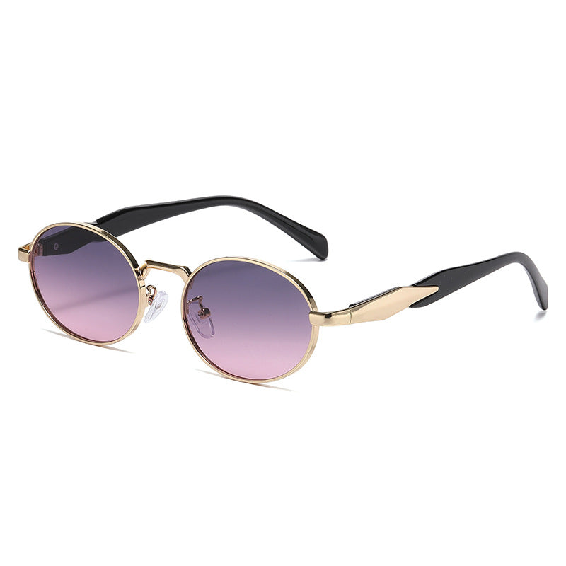 Oval metal retro luxury sunglasses