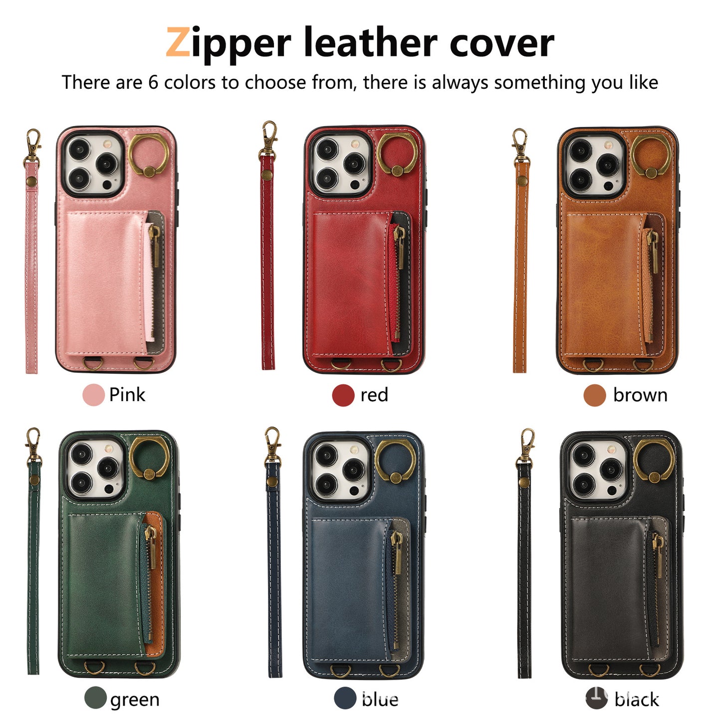 Zip Plug Leather Series  Plug-In Zipper Card Case for iPhone