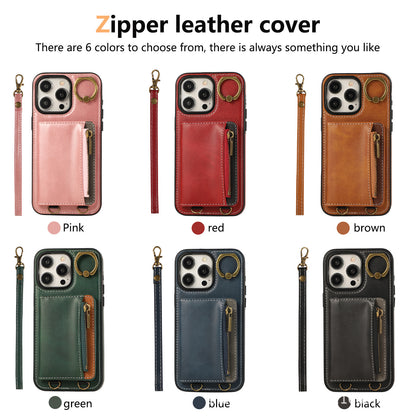 Zip Plug Leather Series  Plug-In Zipper Card Case for iPhone