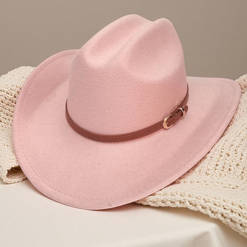 Western cowboy hat curved brim hat pebbled belt