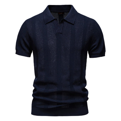 Men's Stripe Hollow Polo Shirt