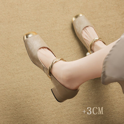 Sheepskin French Mary Jane Wedding Flats