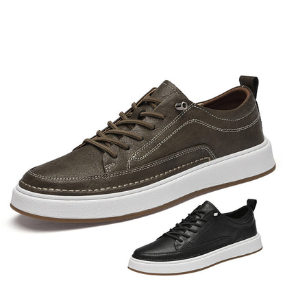 Men's autumn versatile white leather sneakers