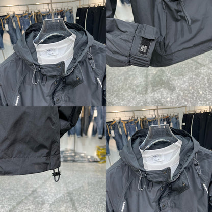 Men's hooded work jacket Zip pocket
