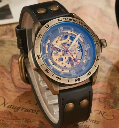 Vintage Skeleton Mechanical Automatic Machine Watch