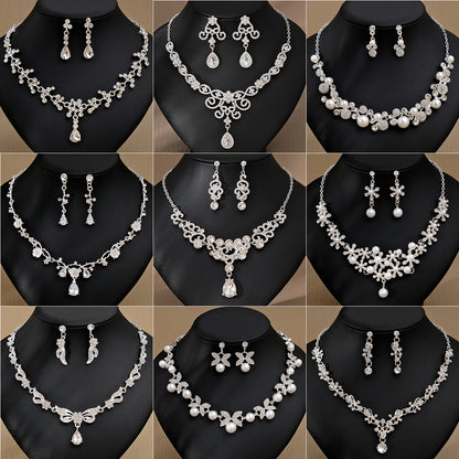 Rhinestone  jewelry set: earrings and necklace.