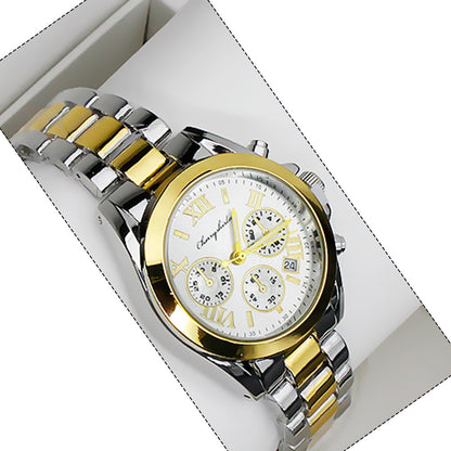 Couples pair stainless steel bracelet & watch set