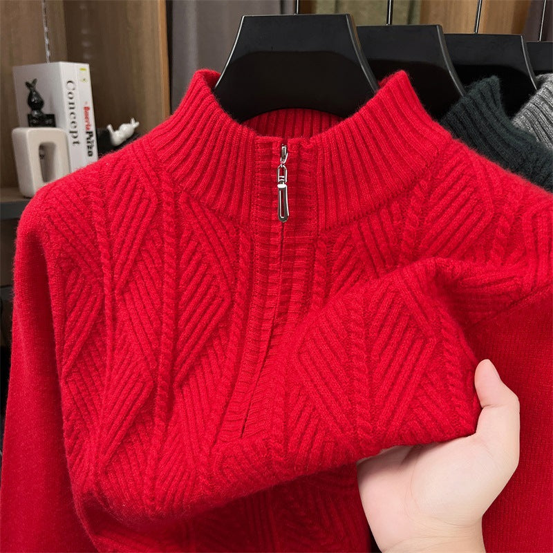 Half-Zip Thick Knit Cardigan Sweater