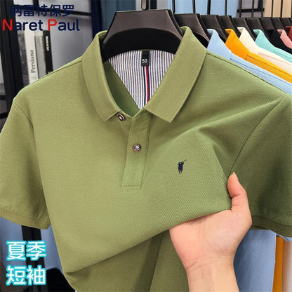 Premium Cotton Polo Shirt  Breathable Business Casual Short Sleeve Tee