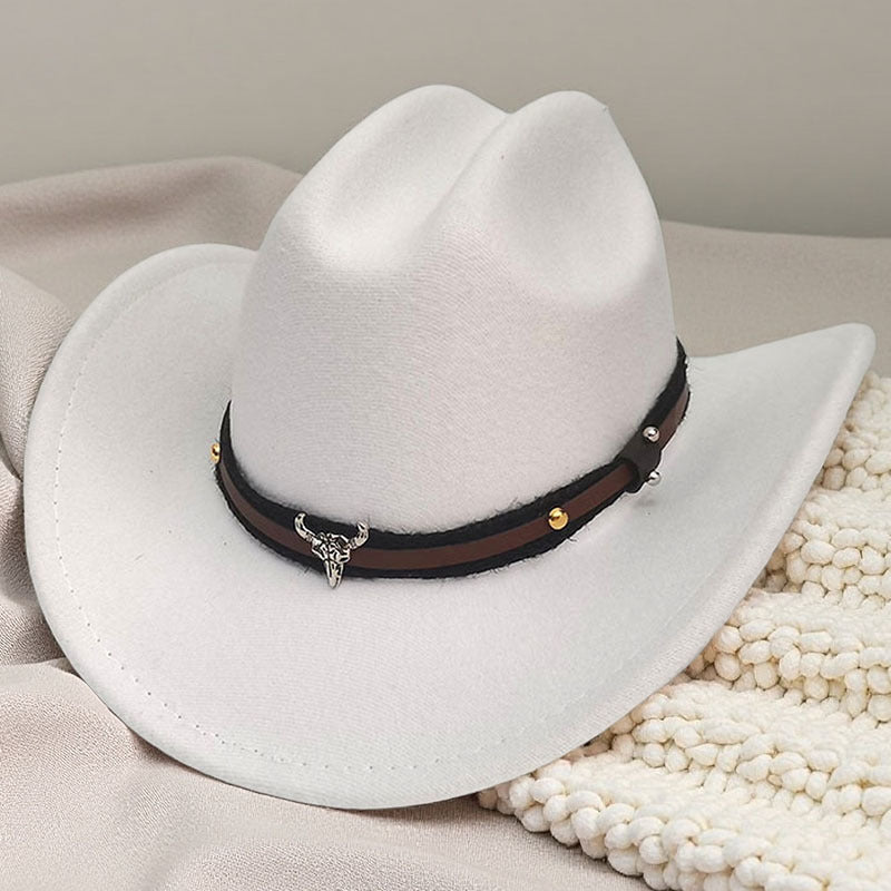 Western cowboy hat curved brim hat pebbled belt