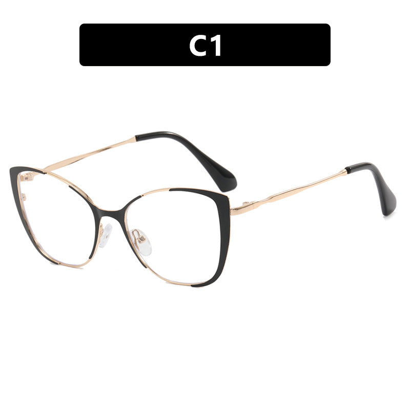 Trendy cat-eye glasses: European/American style, blue light blocking