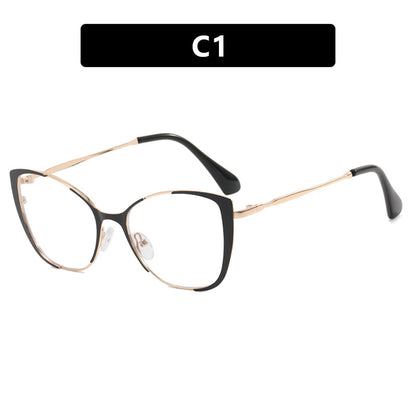 Trendy cat-eye glasses: European/American style, blue light blocking