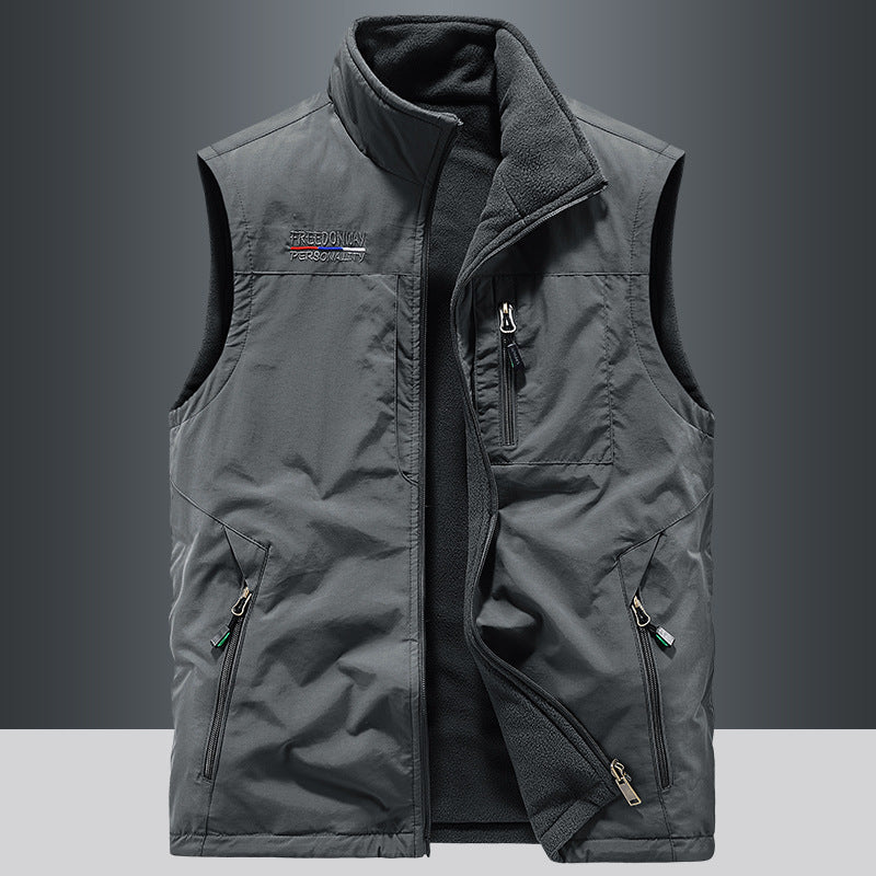 Men's fleece vest autumn/winter, sleeveless.