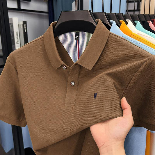 Premium Cotton Polo Shirt  Breathable Business Casual Short Sleeve Tee