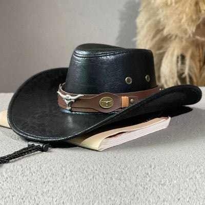 Western-style equestrian hat.