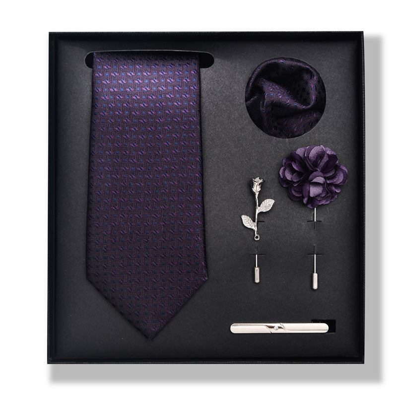 Cashew Nut Stripe Tie & Accessories Set