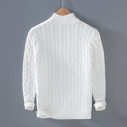 Men's Autumn/Winter Thick Half-Neck Zipper Knitted Pullover