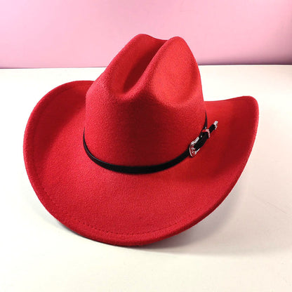 Western cowboy hat curved brim hat pebbled belt