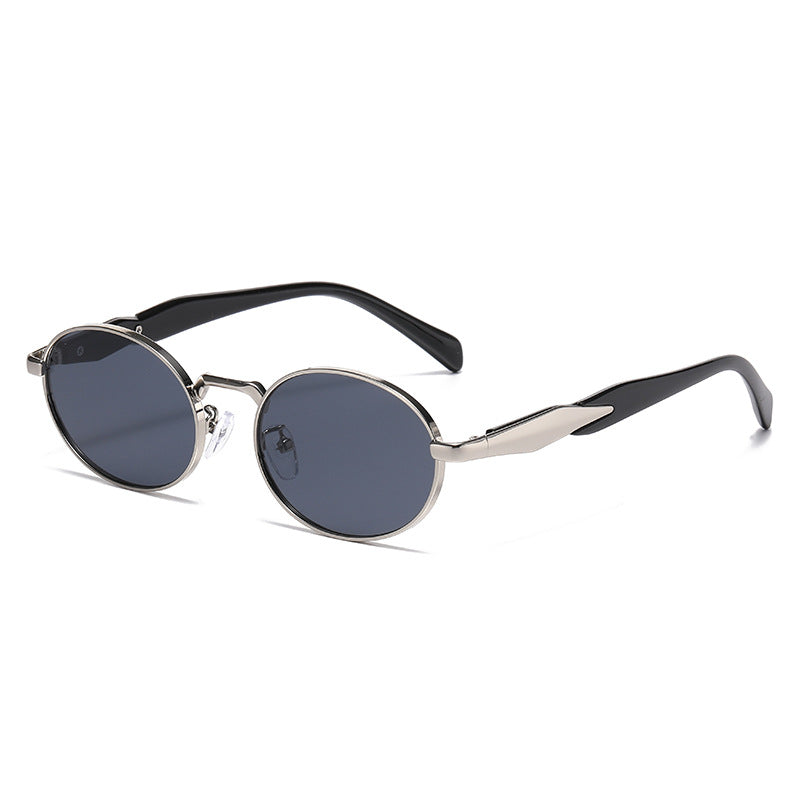 Oval metal retro luxury sunglasses
