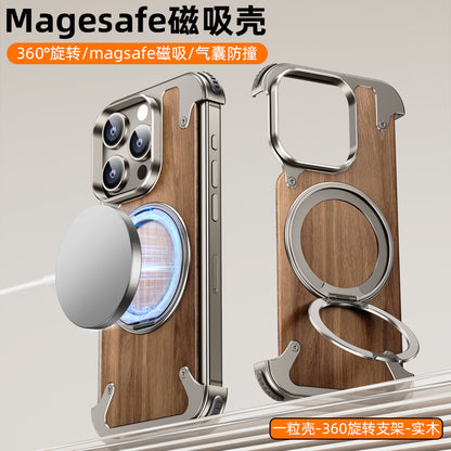 Solid Wood & Metal Magnetic Case for iPhone 17 / 16 Pro Max