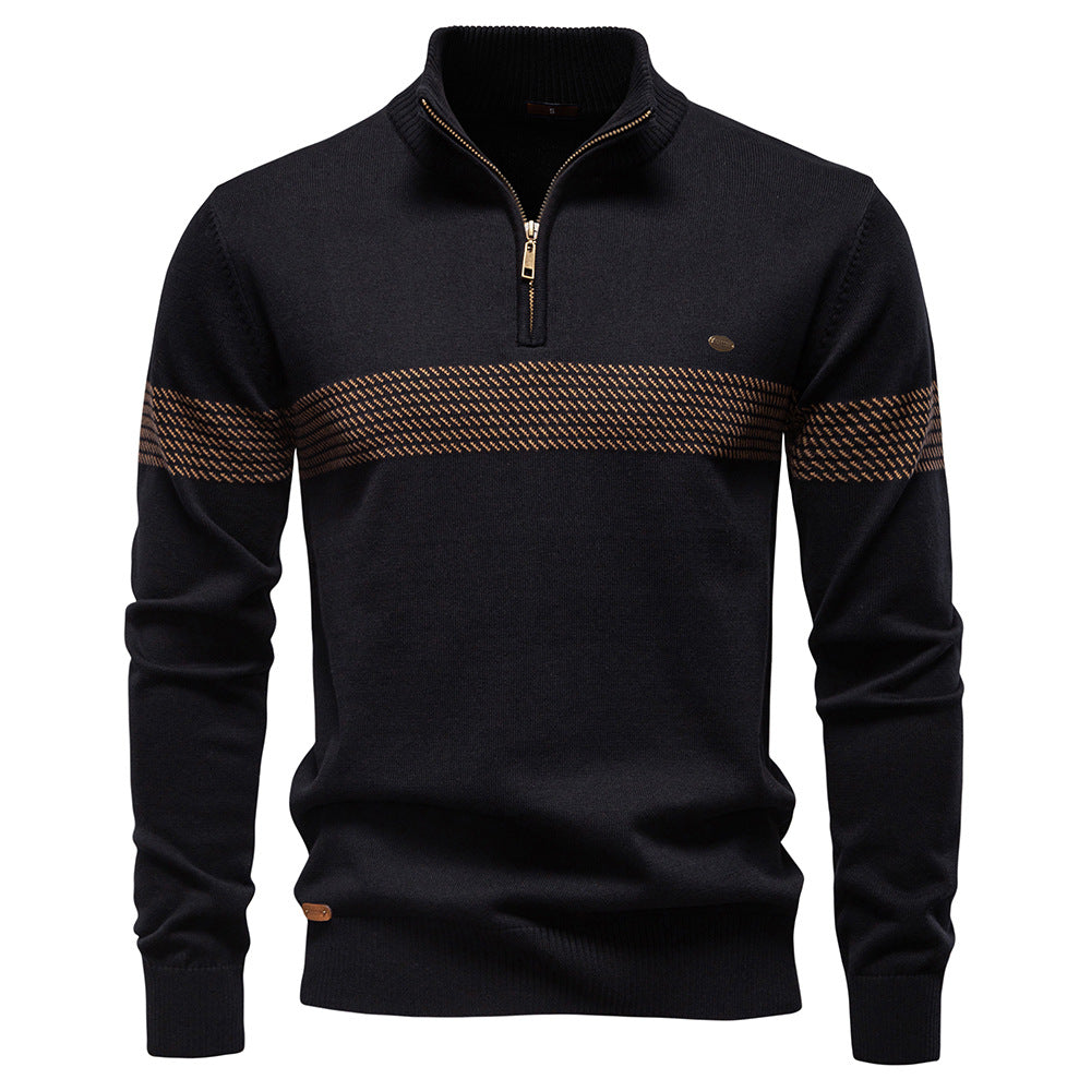 Men's Business Stand Collar Cotton Sweater