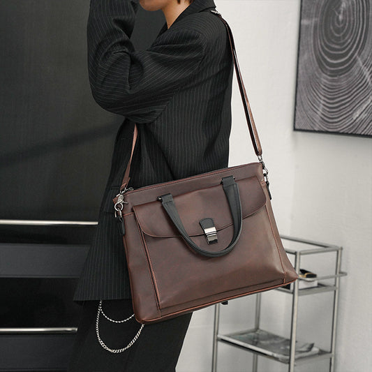 Korean shoulder bag men's business British Korean version _ men's bag handbag Crazy horse leather briefcase