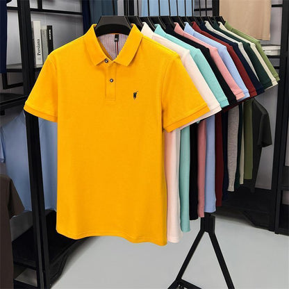 Premium Cotton Polo Shirt  Breathable Business Casual Short Sleeve Tee