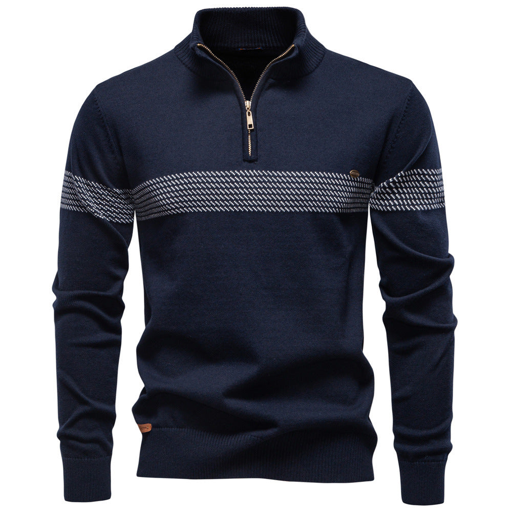 Men's Business Stand Collar Cotton Sweater